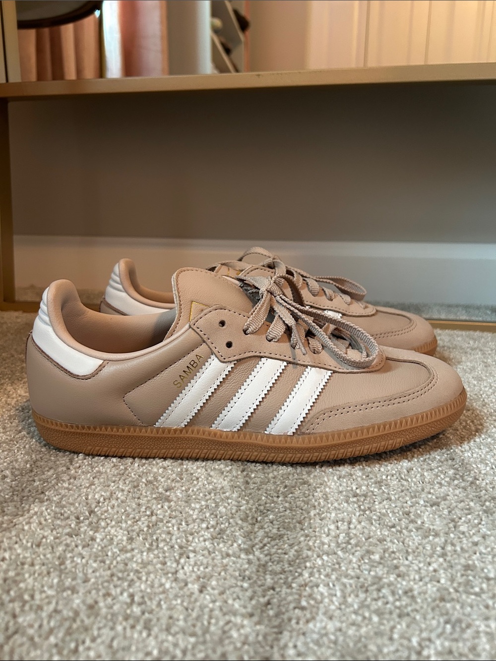adidas Samba Sneakers in Tan and White